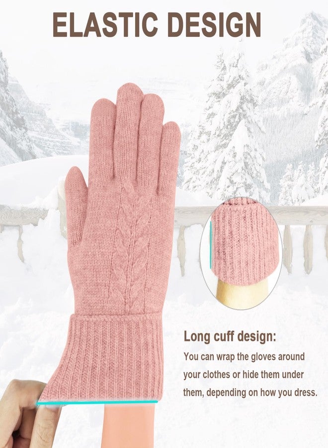 Bototack Women's Winter Warm Gloves for Cold Weather Thermal Thick Knited Touch Screen Gloves for Running Driving (Pink) - Image 3